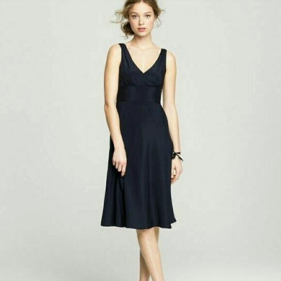J. Crew Navy Silk Chiffon Sophia Dress - Picture 1 of 6
